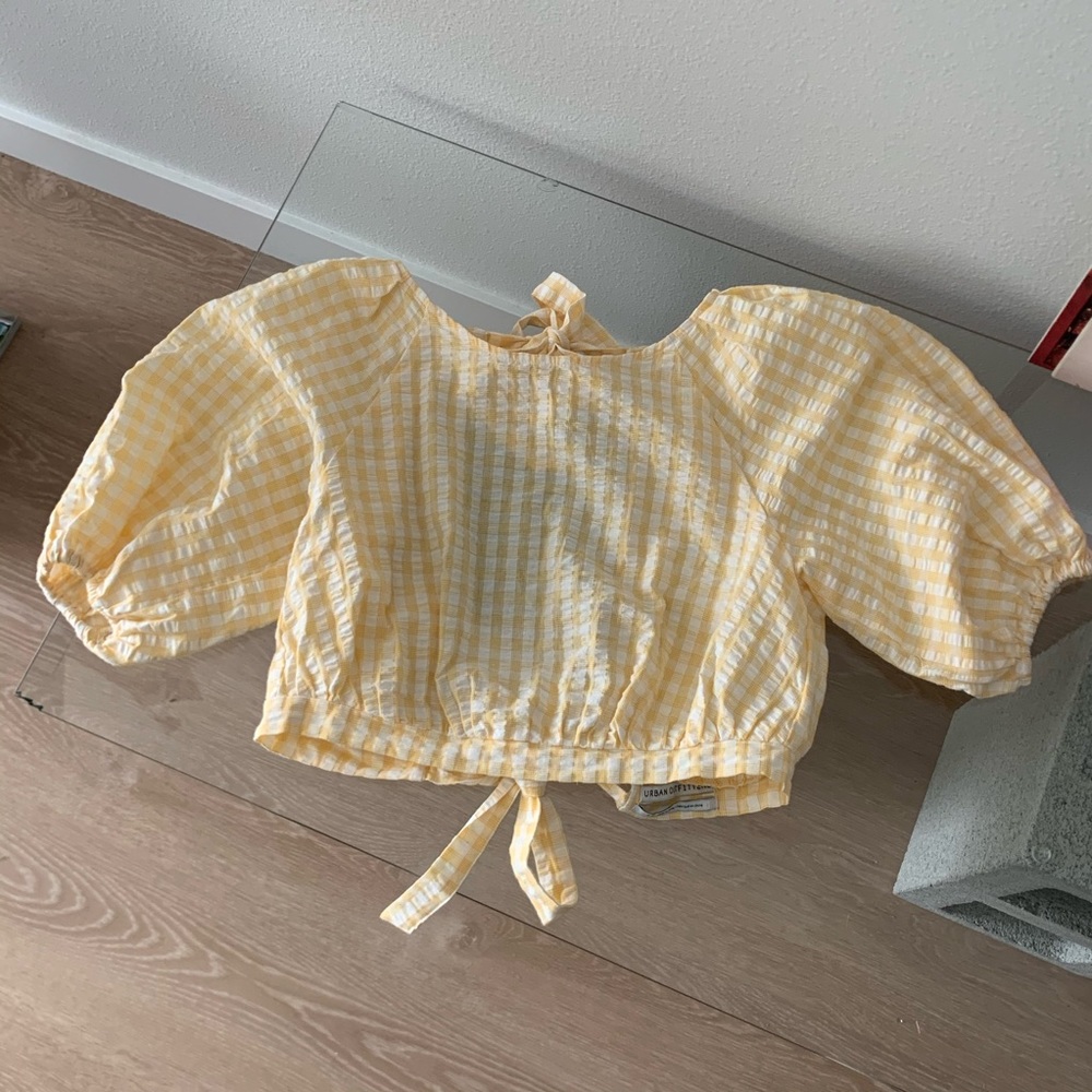 Urban Outfitters Puffy Sleeve Tie Back Top